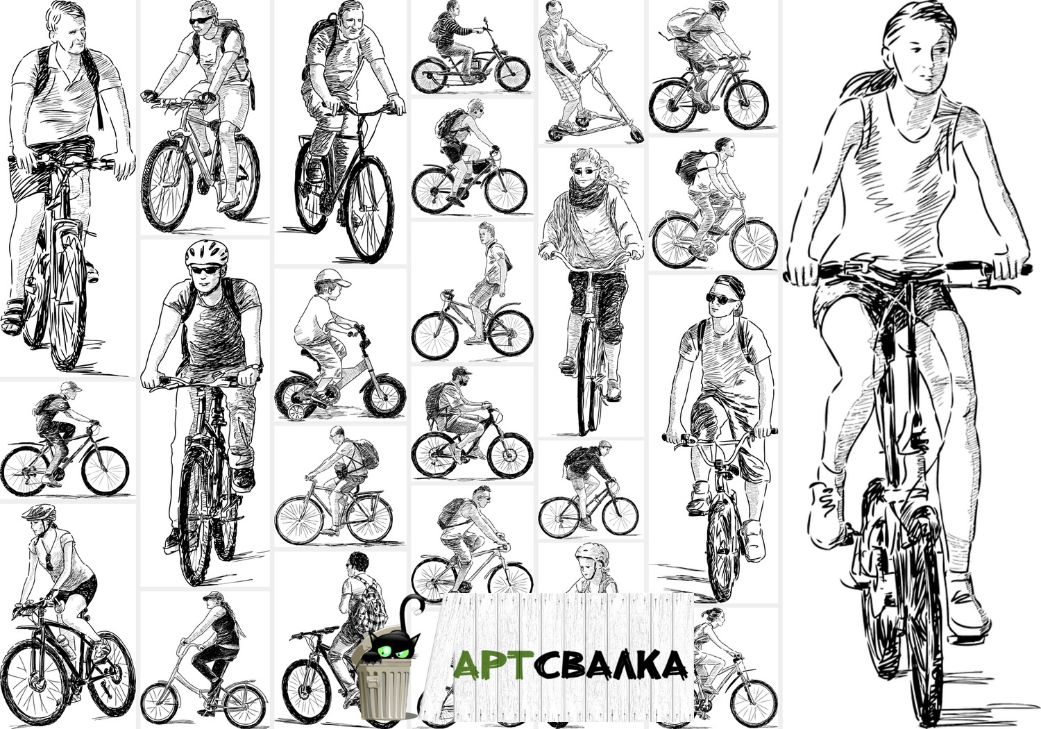 Рисованный человек на велосипеде | Cartoon man on a Bicycle